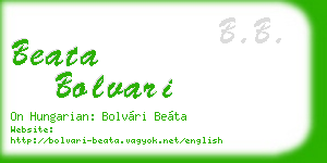beata bolvari business card